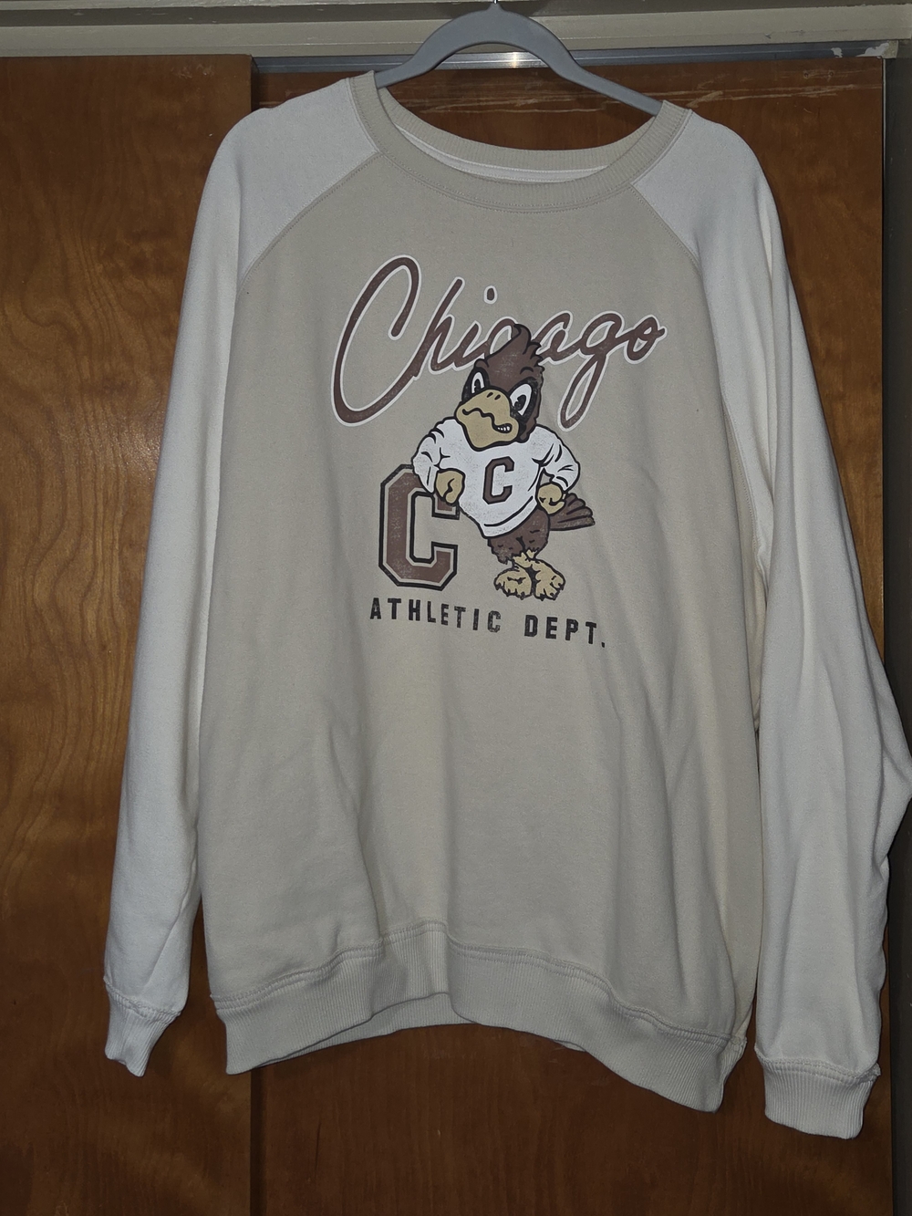 Hollister Cream and White Raglan Pullover Sweatshirt